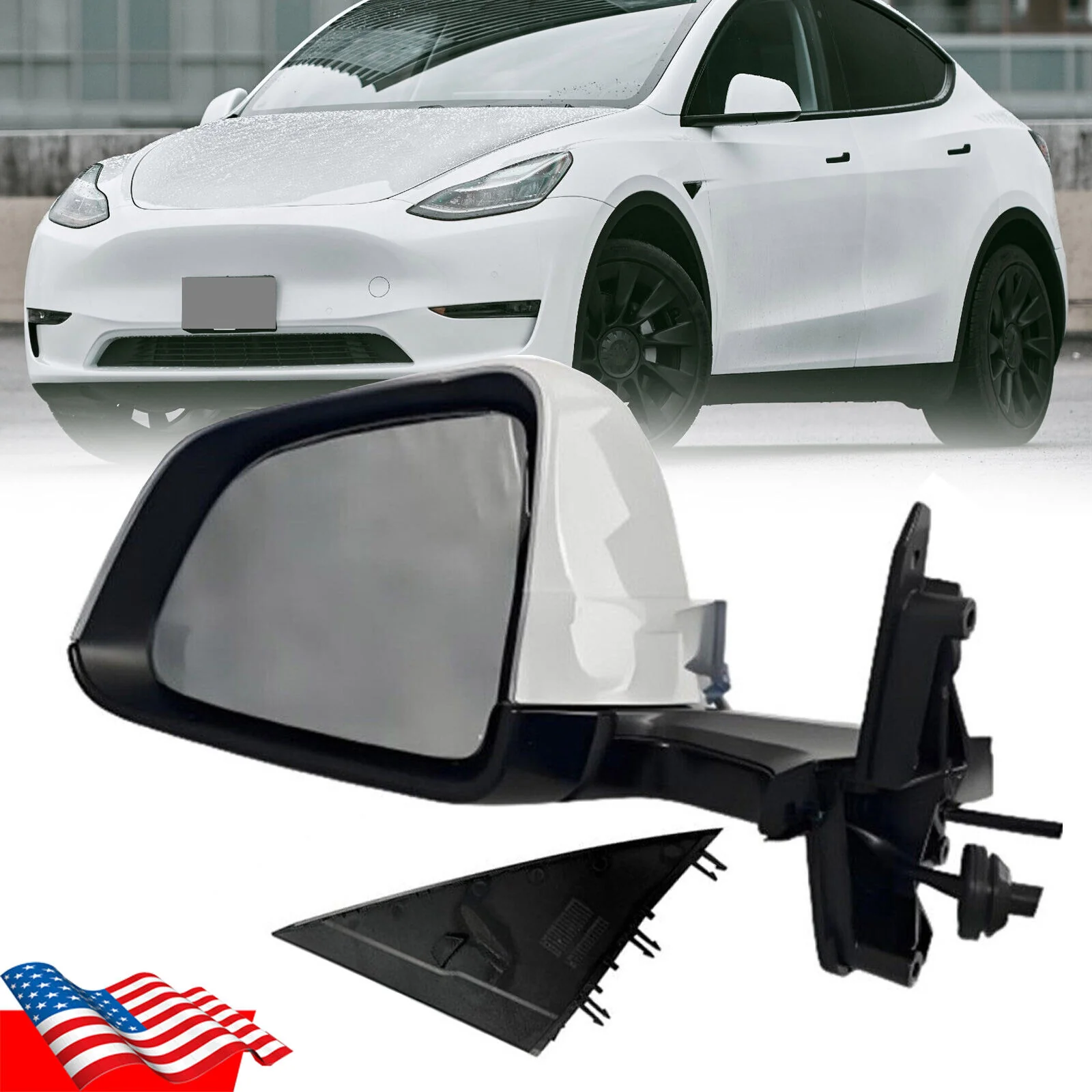 13Pin For Tesla 2020-2024 Model Y White Driver LH Side Mirror Power Fold Heated - Image 2