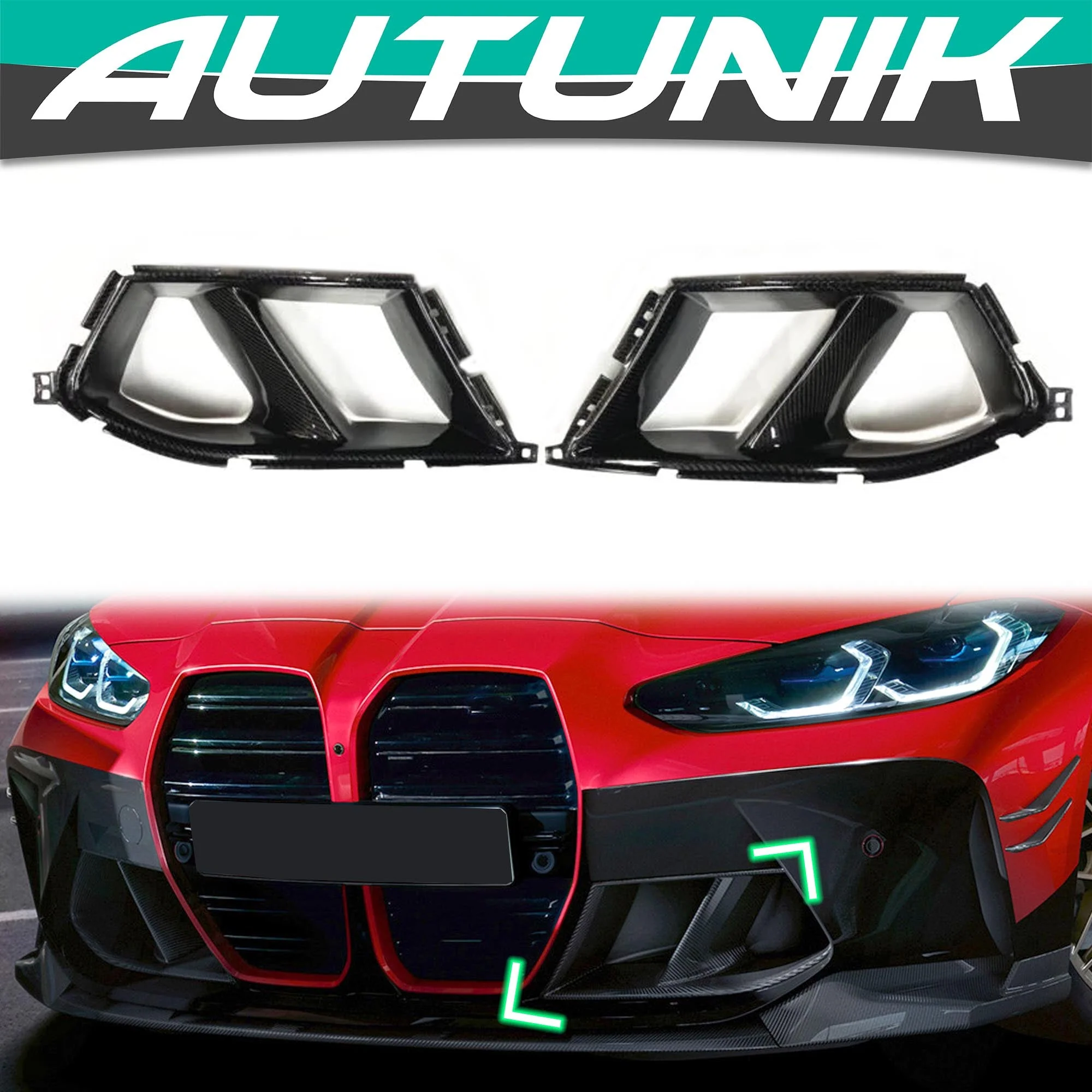 Carbon Fiber Front Bumper Air Vent Grille Cover For BMW G80 M3 G82 G83 M4 2021-2026