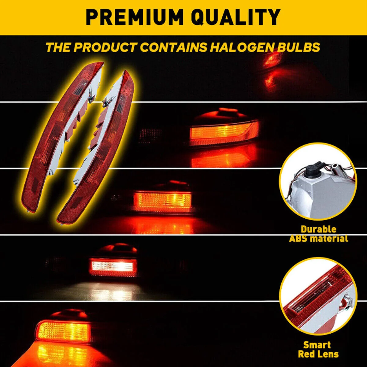 Pair Rear Bumper Tail Light Reflector Brake Stop Lamp Red For Audi Q5 2009-2017 - Image 4