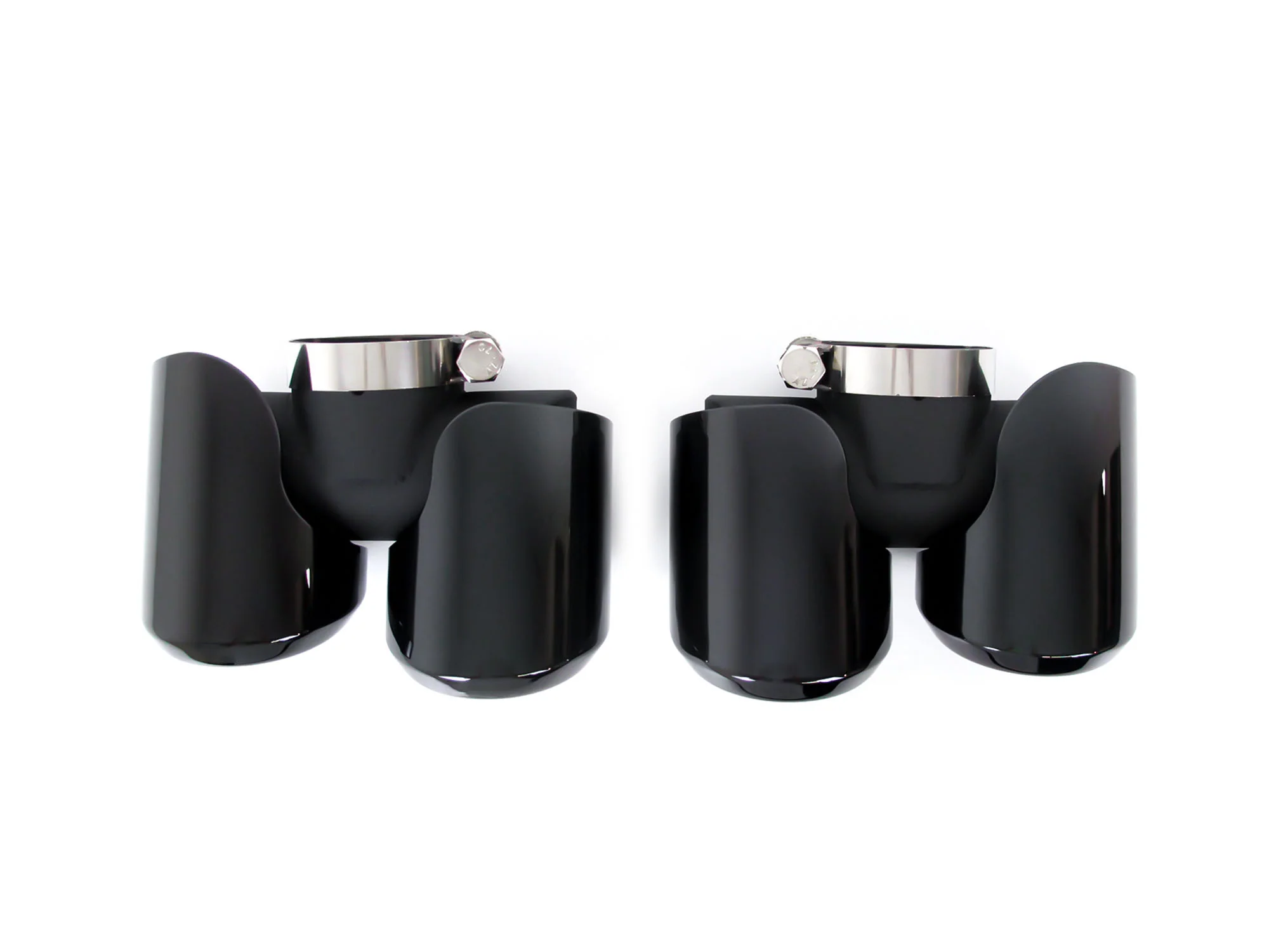2.0L Exhaust Tips Gloss Black Pair Fit Land Rover Defender 90 110 130 2020-2026 - Image 2