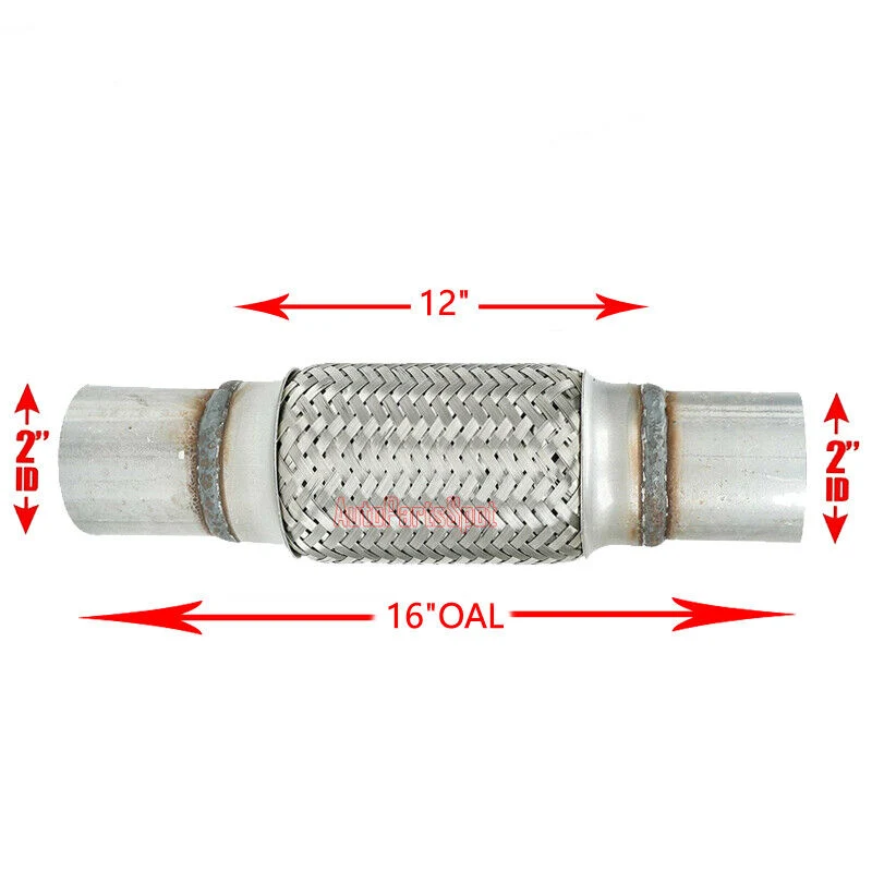 2" Inlet/Pitlet Exhaust Flex Pipe, Lenght 8'' 10'' 12'' 14'' 16'' Heavy Duty Stainless Steel - Image 10
