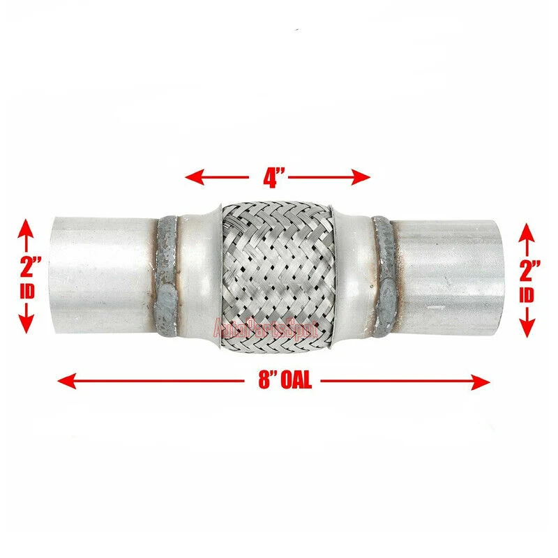 2" Inlet/Pitlet Exhaust Flex Pipe, Lenght 8'' 10'' 12'' 14'' 16'' Heavy Duty Stainless Steel - Image 6