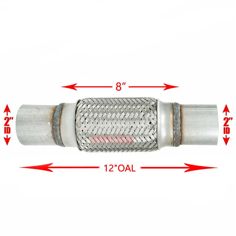 2" Inlet/Pitlet Exhaust Flex Pipe, Lenght 8'' 10'' 12'' 14'' 16'' Heavy Duty Stainless Steel - Image 8