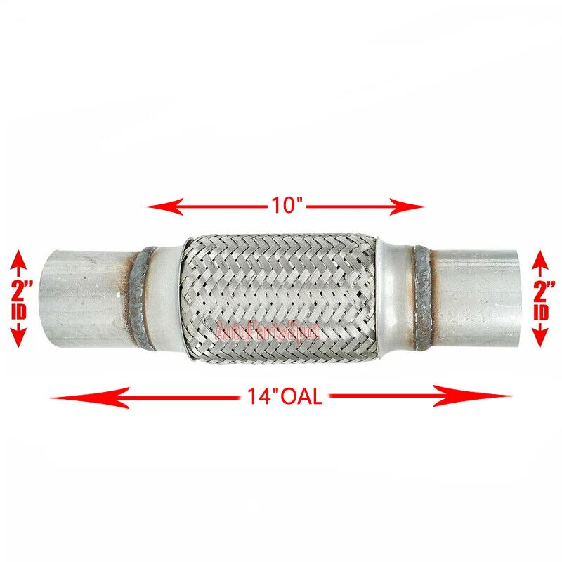 2" Inlet/Pitlet Exhaust Flex Pipe, Lenght 8'' 10'' 12'' 14'' 16'' Heavy Duty Stainless Steel - Image 9