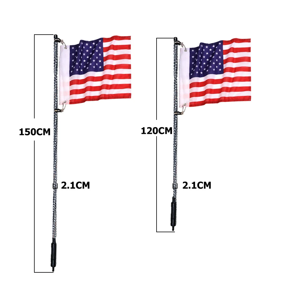 2PCS 3FT RGB Spiral LED Whip Lights Antenna Chase + Flag for ATV UTV - Image 6