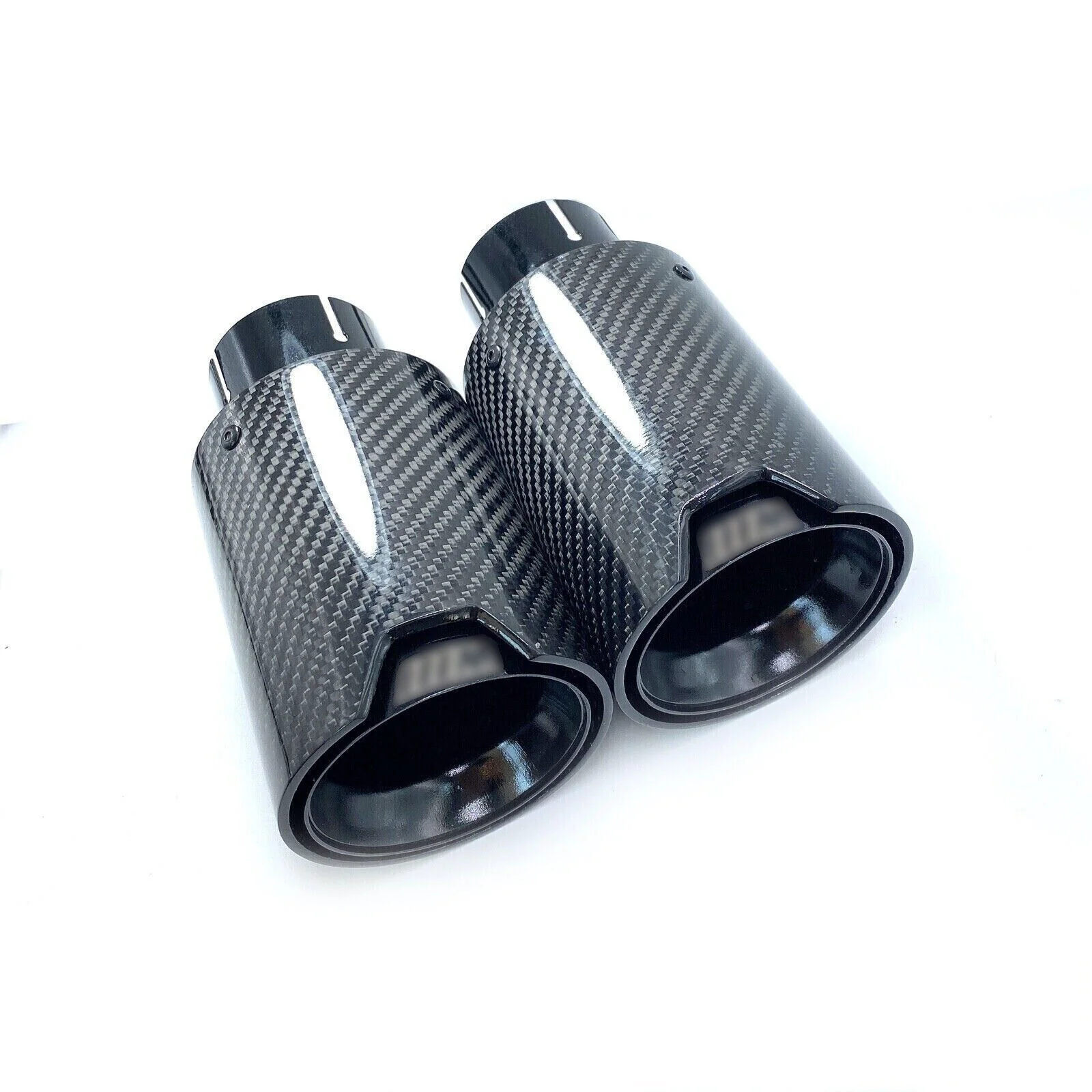 2x Carbon Fiber Exhaust Muffler Tips Tail Pipe fit for BMW 63mm In 93MM Out - Image 2