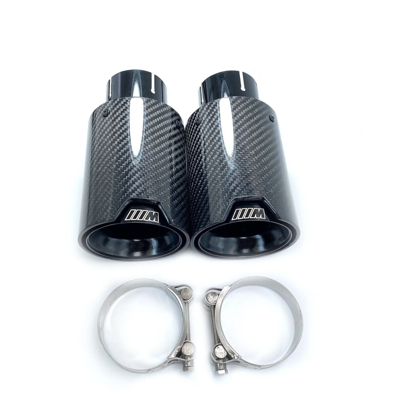 2x Carbon Fiber Exhaust Muffler Tips Tail Pipe fit for BMW 63mm In 93MM Out - Image 4