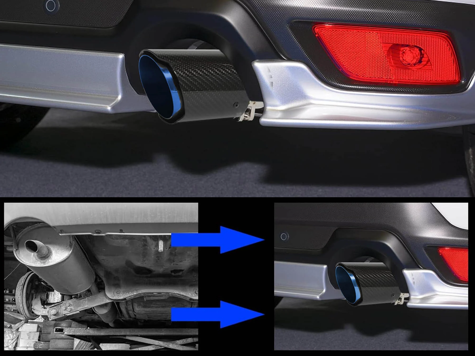 2PCS/Set 2.5" Inlet Carbon Burnt Blue Exhaust Tips Muffler Pipe For Kia Stinger - Image 2