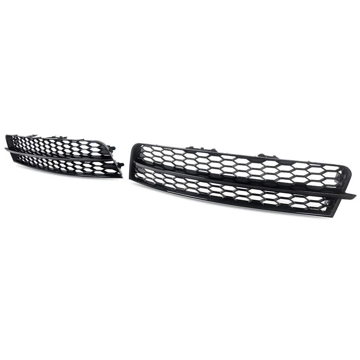 Pair Front Lower Bumper Grille Fog Light Cover Gloss Black For Audi Q7 2010-2015 - Image 12