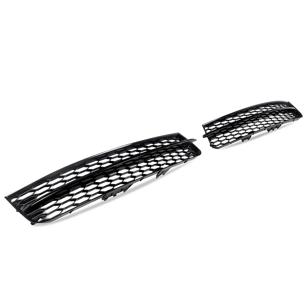Pair Front Lower Bumper Grille Fog Light Cover Gloss Black For Audi Q7 2010-2015 - Image 13