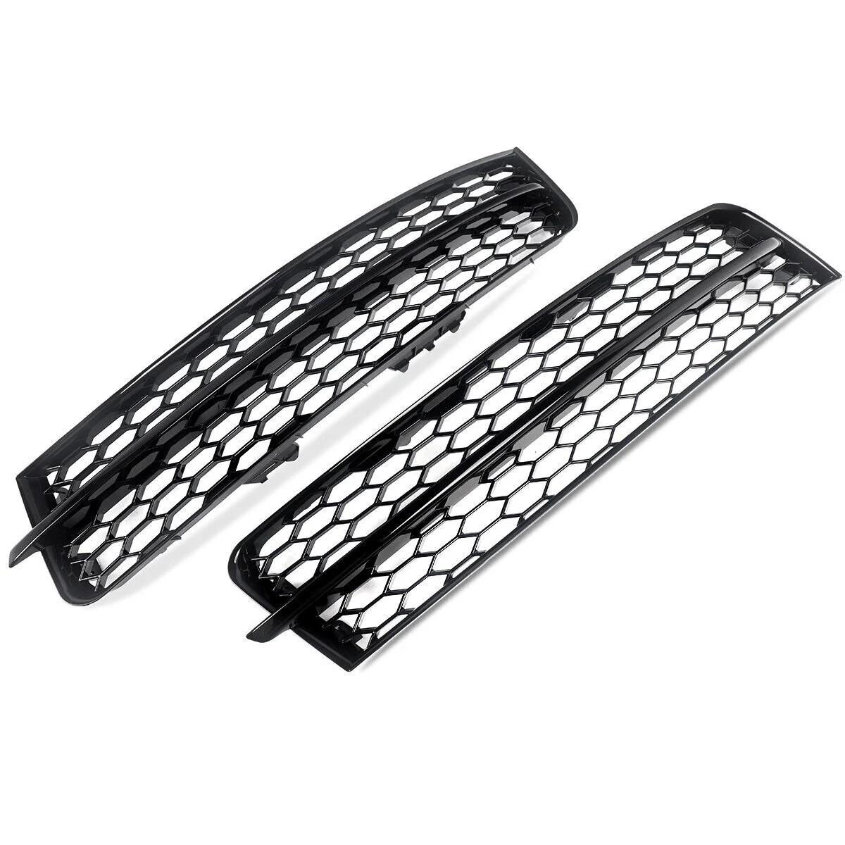 Pair Front Lower Bumper Grille Fog Light Cover Gloss Black For Audi Q7 2010-2015 - Image 5