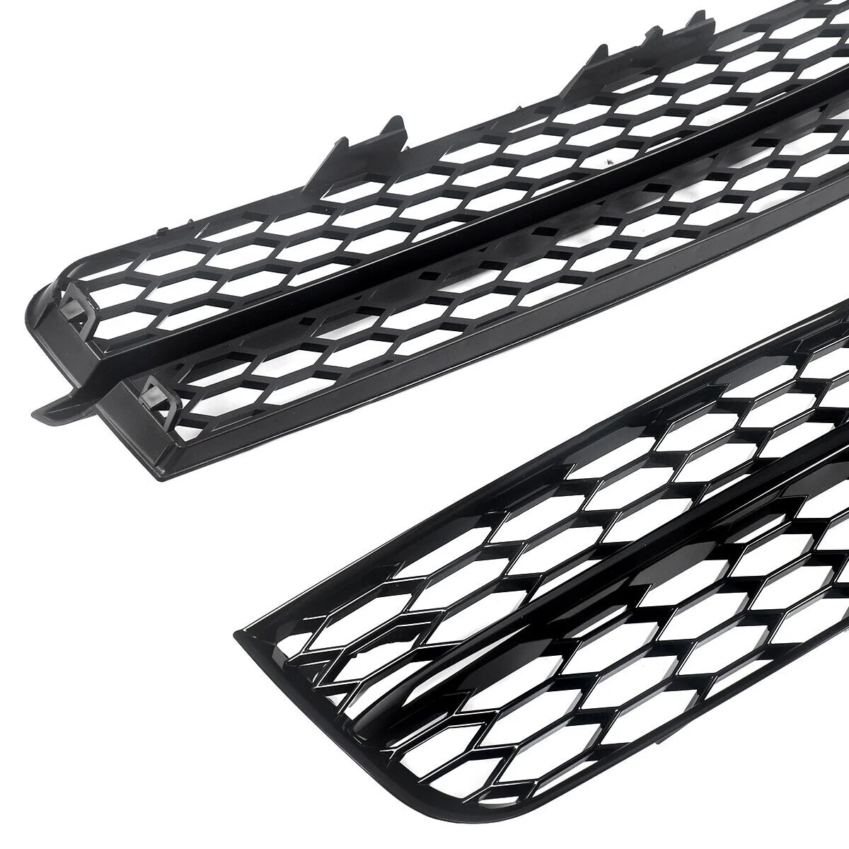 Pair Front Lower Bumper Grille Fog Light Cover Gloss Black For Audi Q7 2010-2015 - Image 6
