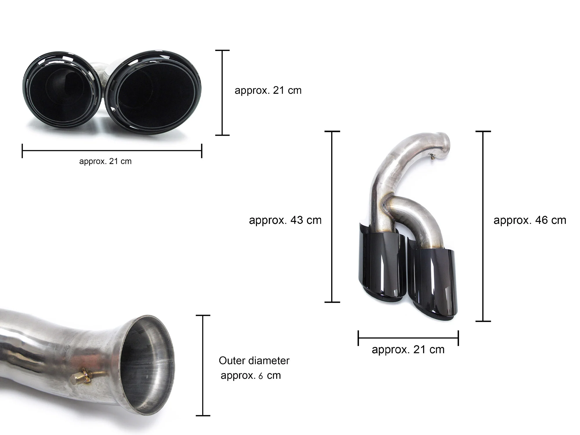3-Layers Sport Exhaust Tips Pipe For Porsche 958.2 Cayenne 92A 2015-2018 et151 - Image 13