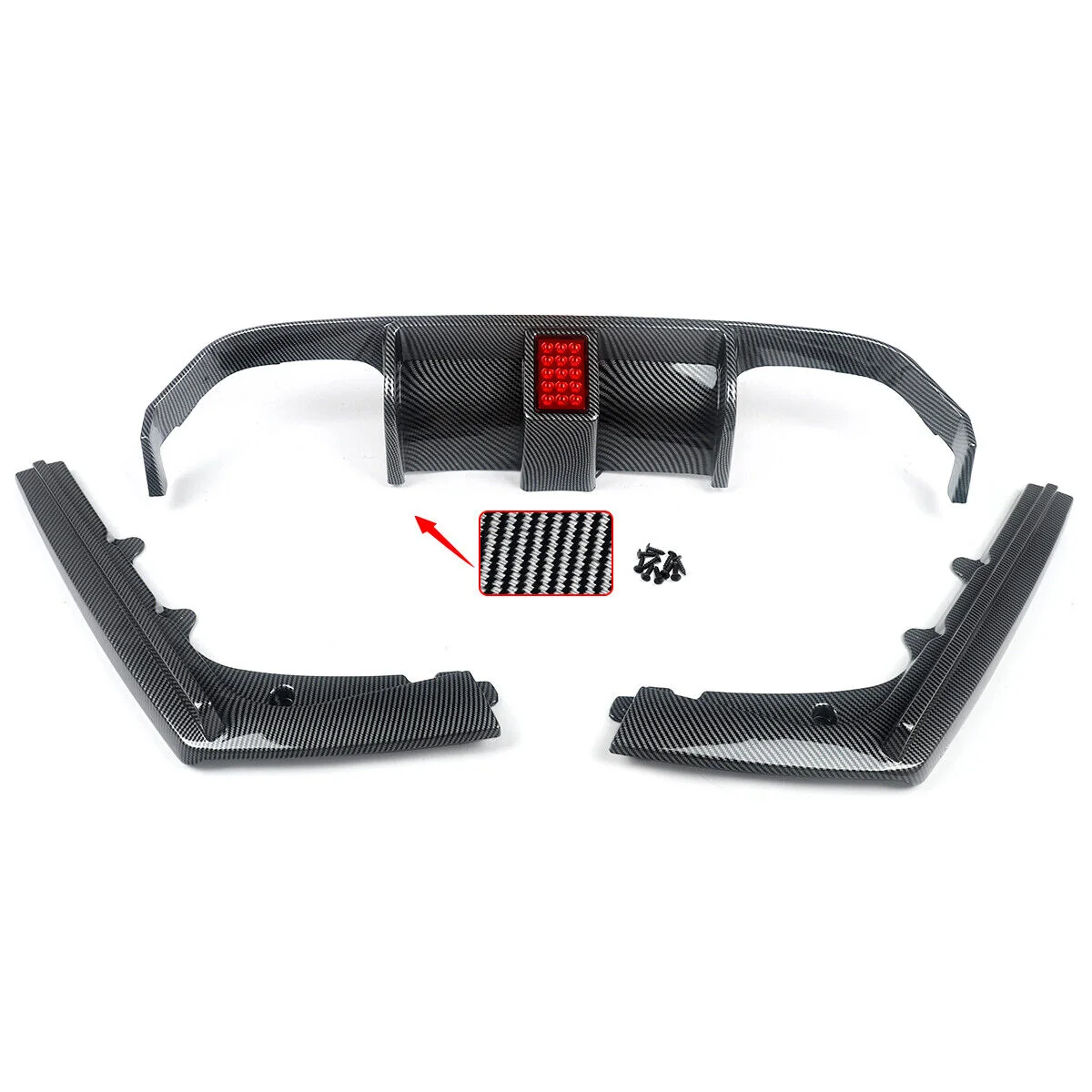 3PCS Carbon Fiber Look Rear Diffuser W/ LED Light for BMW F80 M3 F82 F83 M4 2015-2020