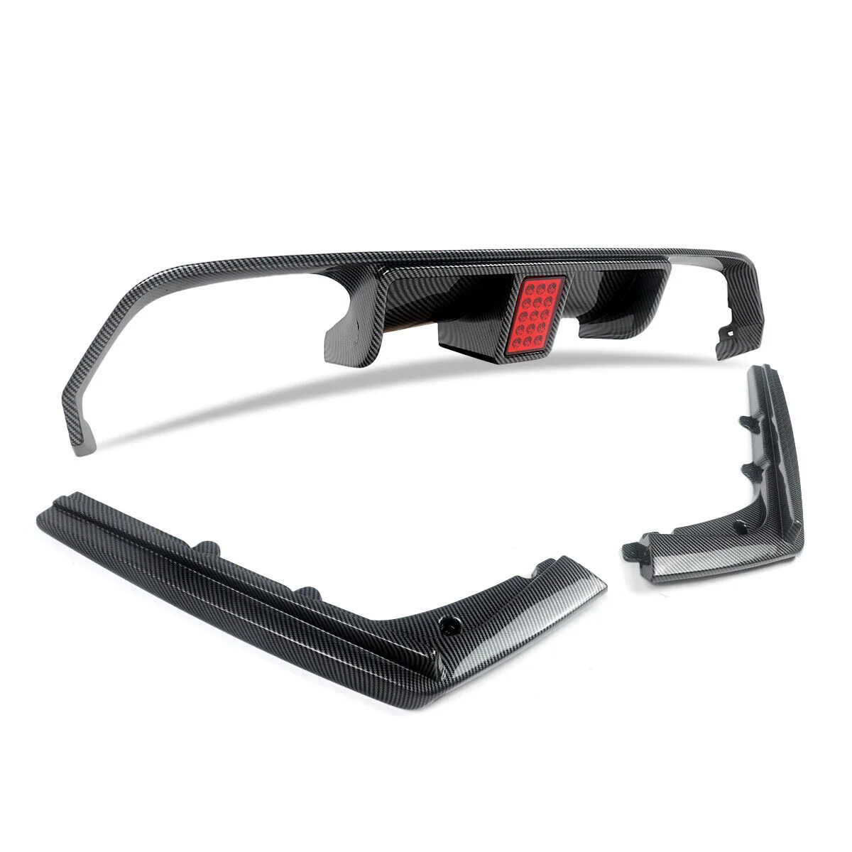 3PCS Carbon Fiber Look Rear Diffuser W/ LED Light for BMW F80 M3 F82 F83 M4 2015-2020 - Image 5