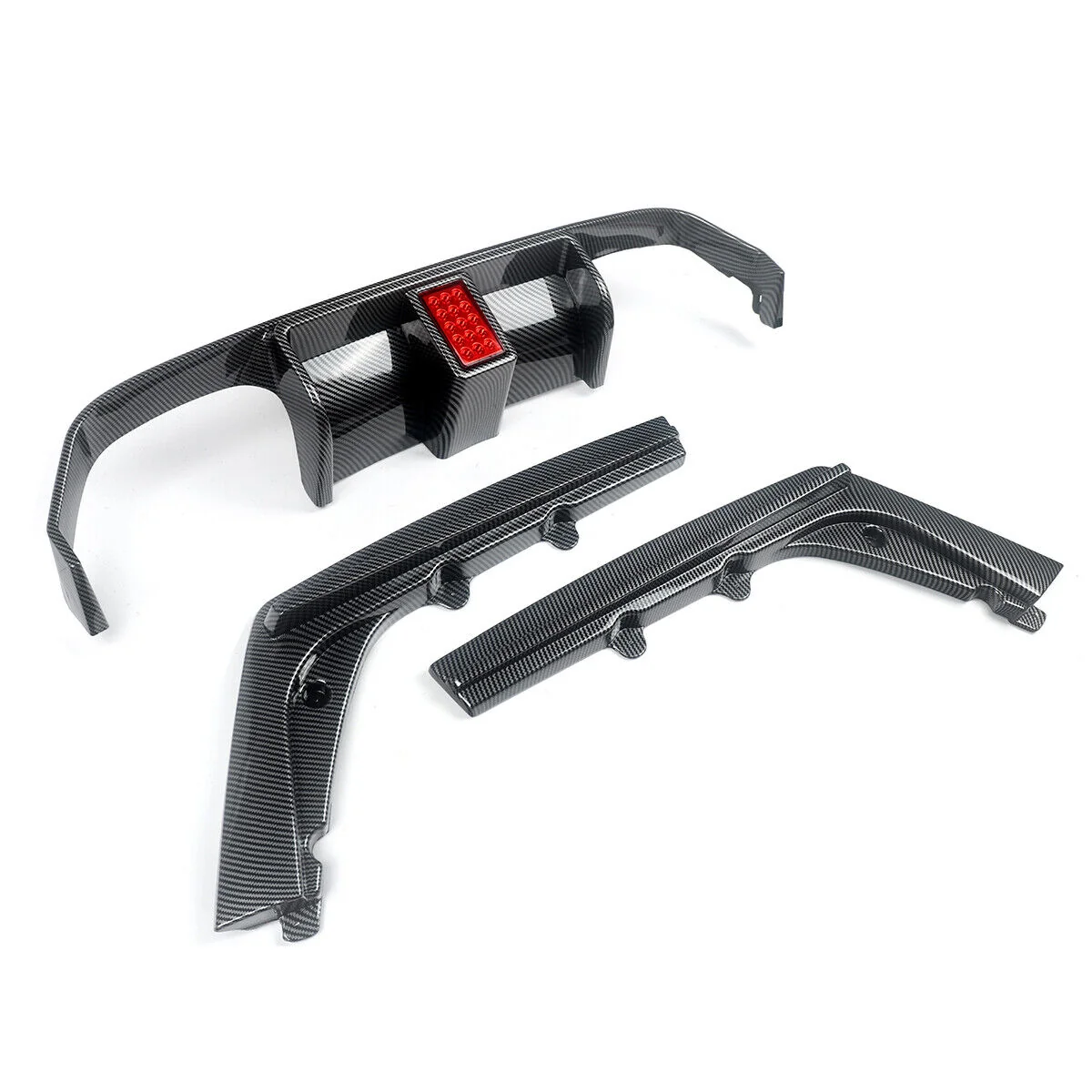 3PCS Carbon Fiber Look Rear Diffuser W/ LED Light for BMW F80 M3 F82 F83 M4 2015-2020 - Image 6