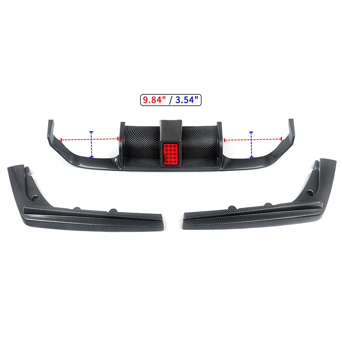 3PCS Carbon Fiber Look Rear Diffuser W/ LED Light for BMW F80 M3 F82 F83 M4 2015-2020 - Image 7