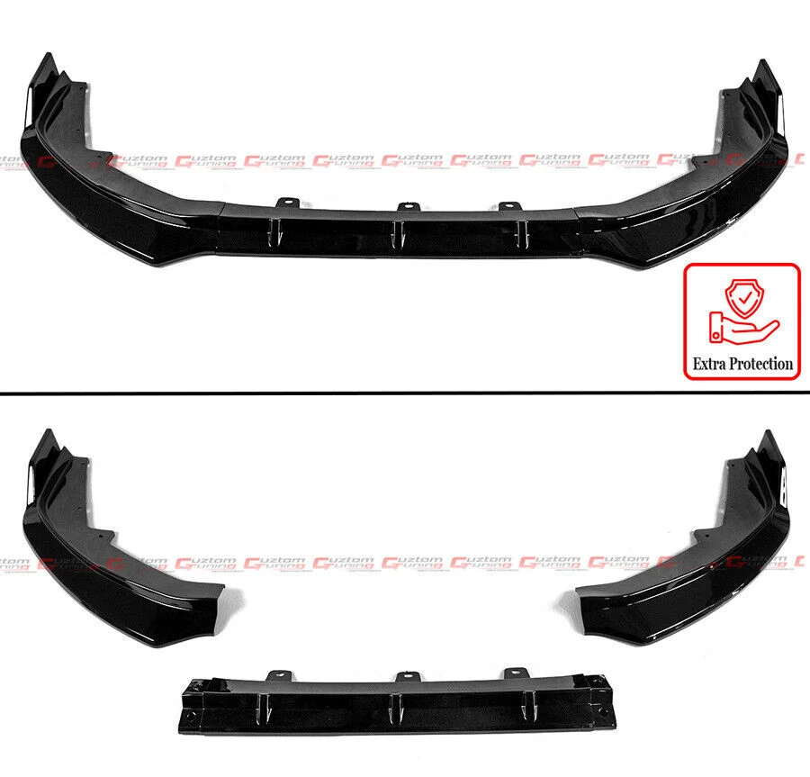 3pcs Glossy Black Front Bumper Lip Splitter Kit For 2024+ Nissan Sentra Sedan - Image 2