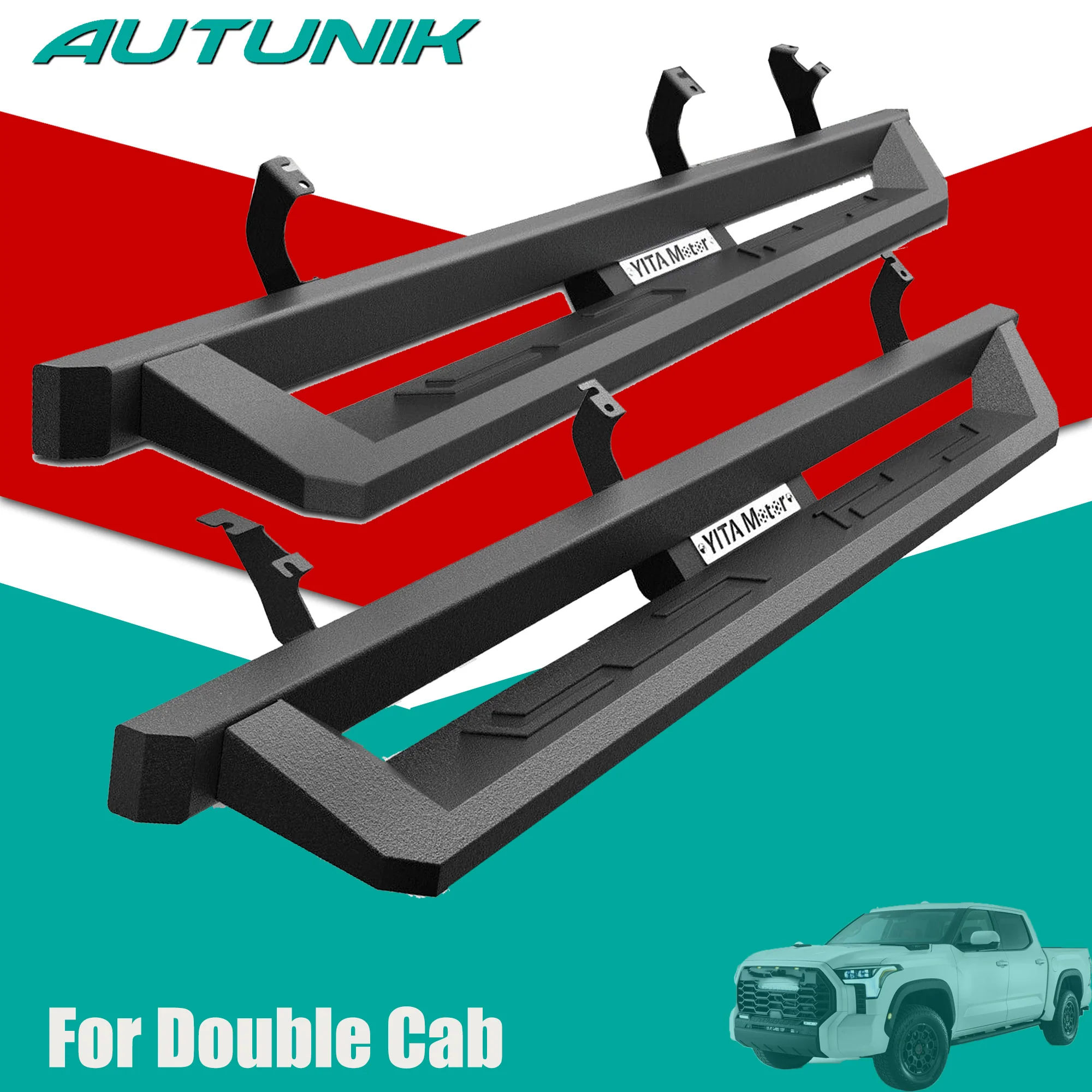 4'' Drop Running Boards For 2022-2026 Toyota Tundra Double Cab Side Steps Nerf Bars Black
