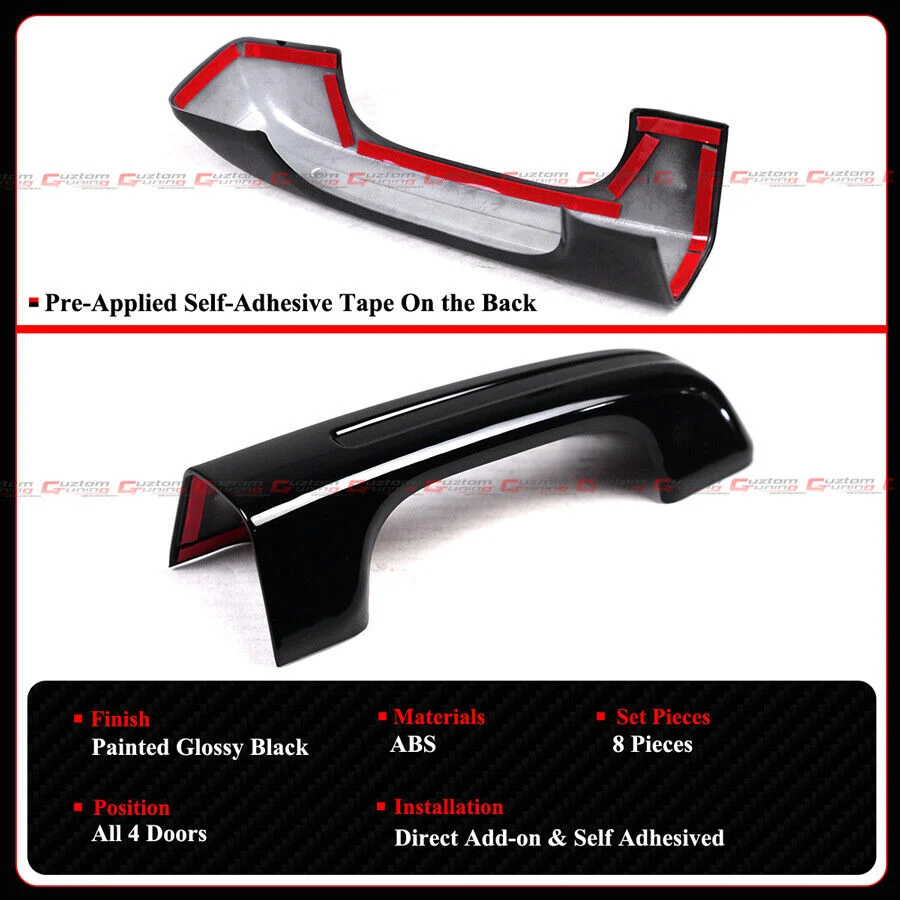 4pcs For 2019-2025 RAM 1500 Extended Crew Cab Gloss Black Door Handle Cover Trim Overlay - Image 5