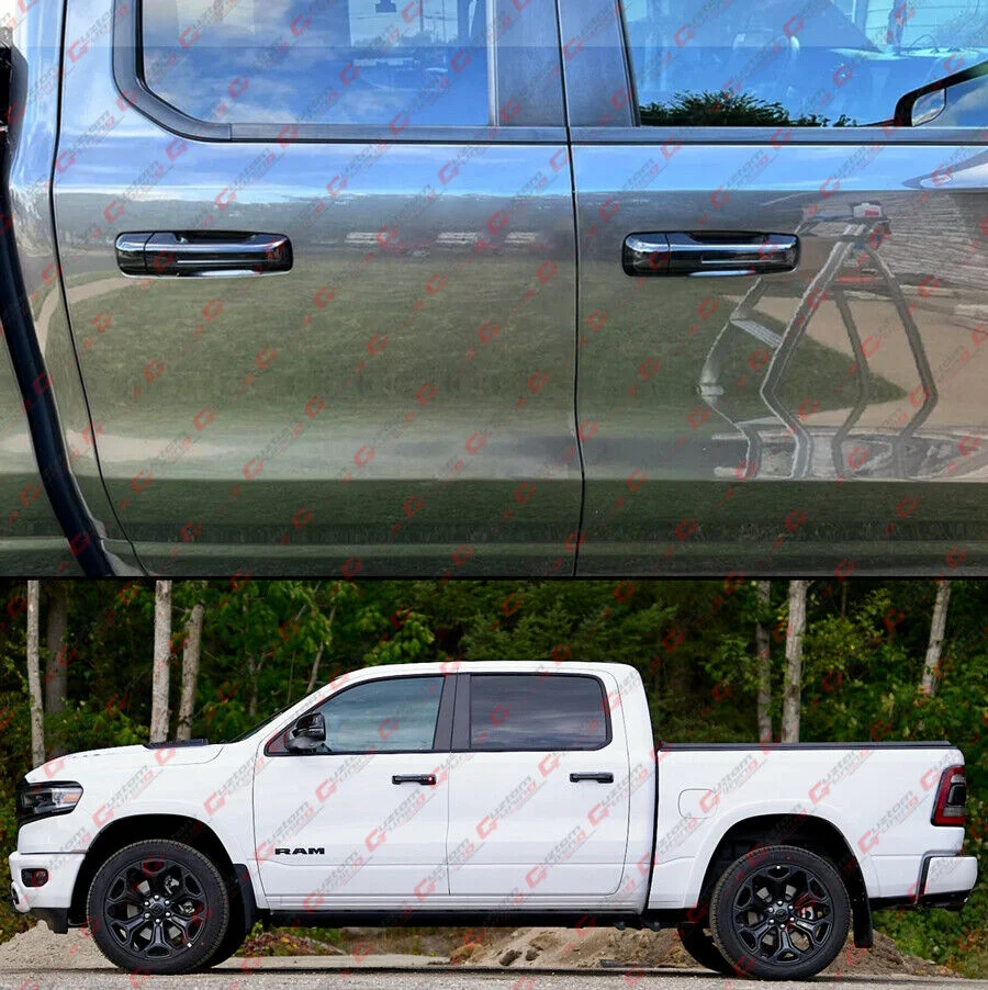 4pcs For 2019-2025 RAM 1500 Extended Crew Cab Gloss Black Door Handle Cover Trim Overlay - Image 9