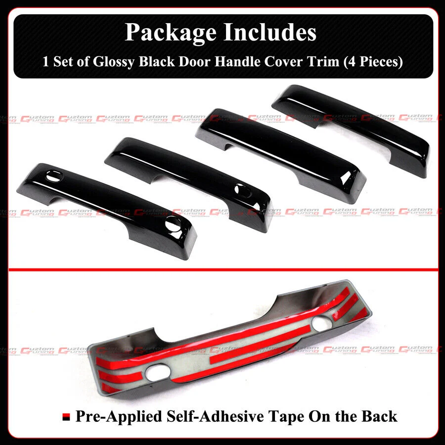 4pcs For 2021-2025 Ford F150 F-150 Bronco Gloss Black Door Handle Cover Trim Overlay Set - Image 3