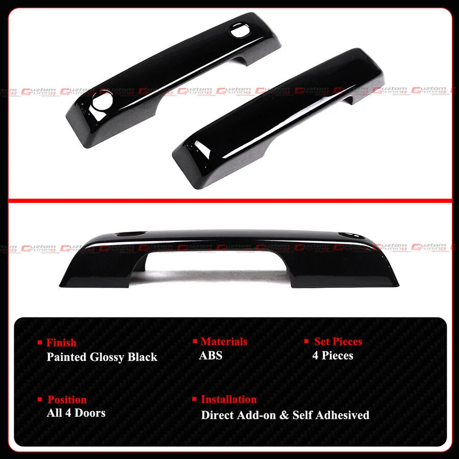 4pcs For 2021-2025 Ford F150 F-150 Bronco Gloss Black Door Handle Cover Trim Overlay Set - Image 5