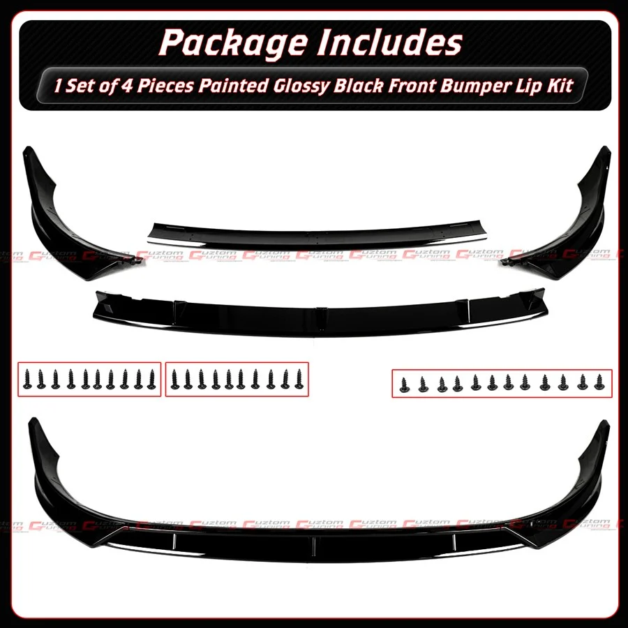 4pcs For 2025-2026 Tesla Model Y Juniper V Style Gloss Black Front Bumper Lip Splitter - Image 4