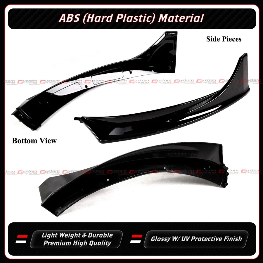 4pcs For 2025-2026 Tesla Model Y Juniper V Style Gloss Black Front Bumper Lip Splitter - Image 7