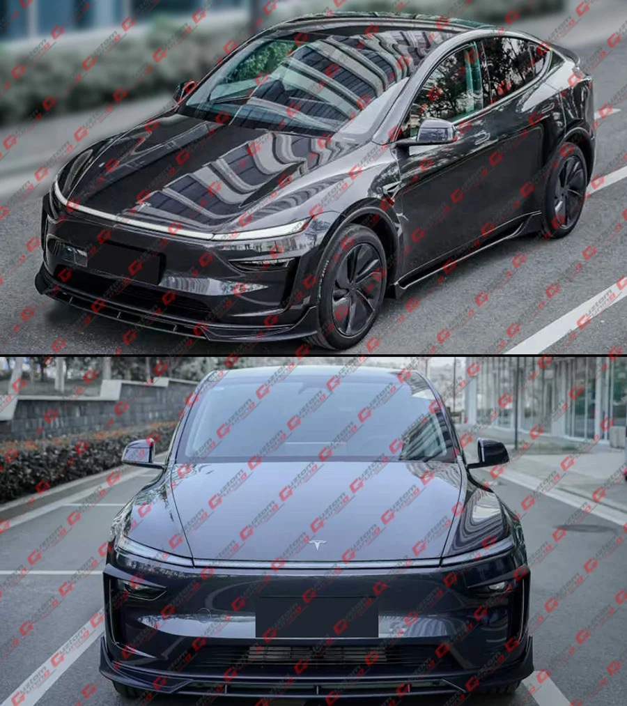4pcs For 2025-2026 Tesla Model Y Juniper V Style Gloss Black Front Bumper Lip Splitter - Image 8