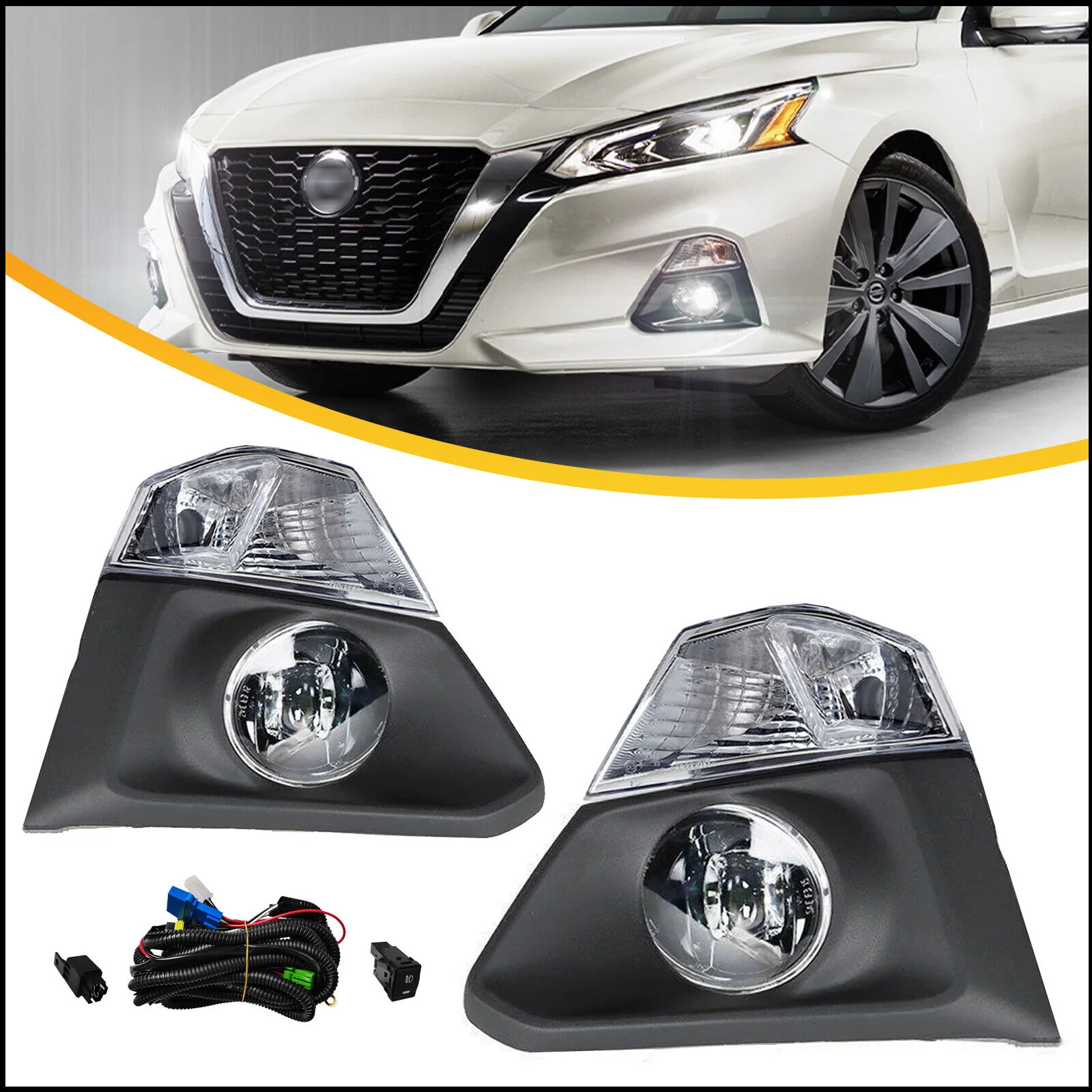 4pcs Front Bumper Fog Light Turn Signal Lamps for Nissan Altima 2019-2022