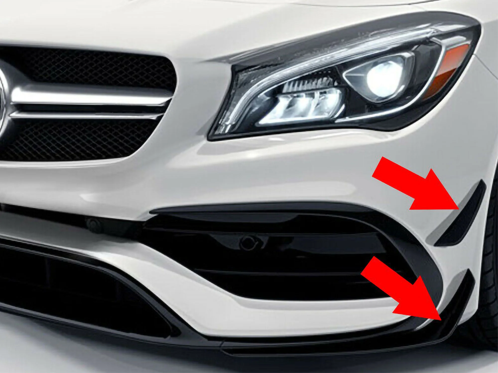 Gloss Black Front Bumper Splitters Fins Aero for Mercedes CLA W117 C117 X117 Facelift 2017-2019 AMG Pkg - Image 2