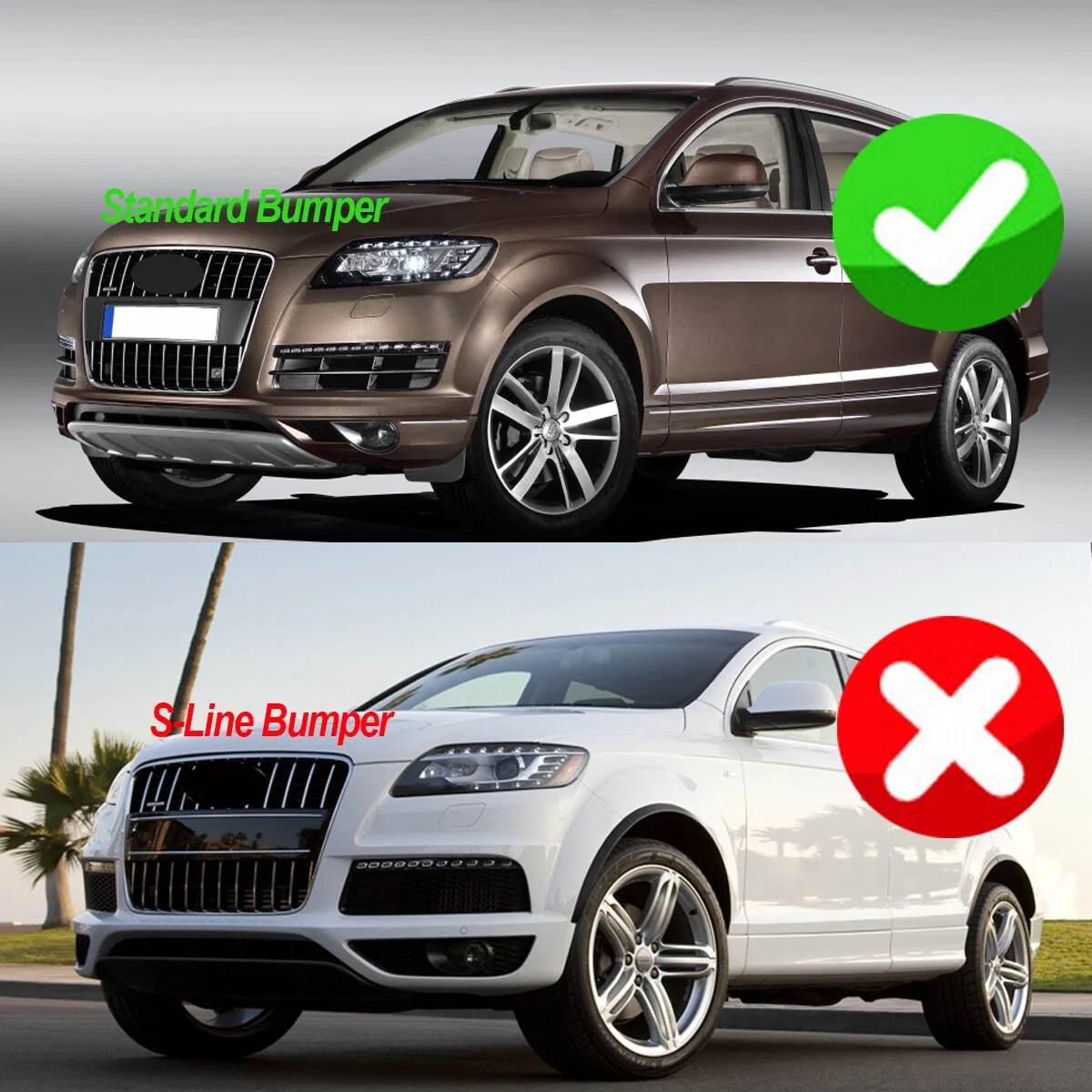 4pcs Set Fit For 2010-2015 Audi Q7 Front Bumper Lower Fog Light Grille Covers Trim - Image 4