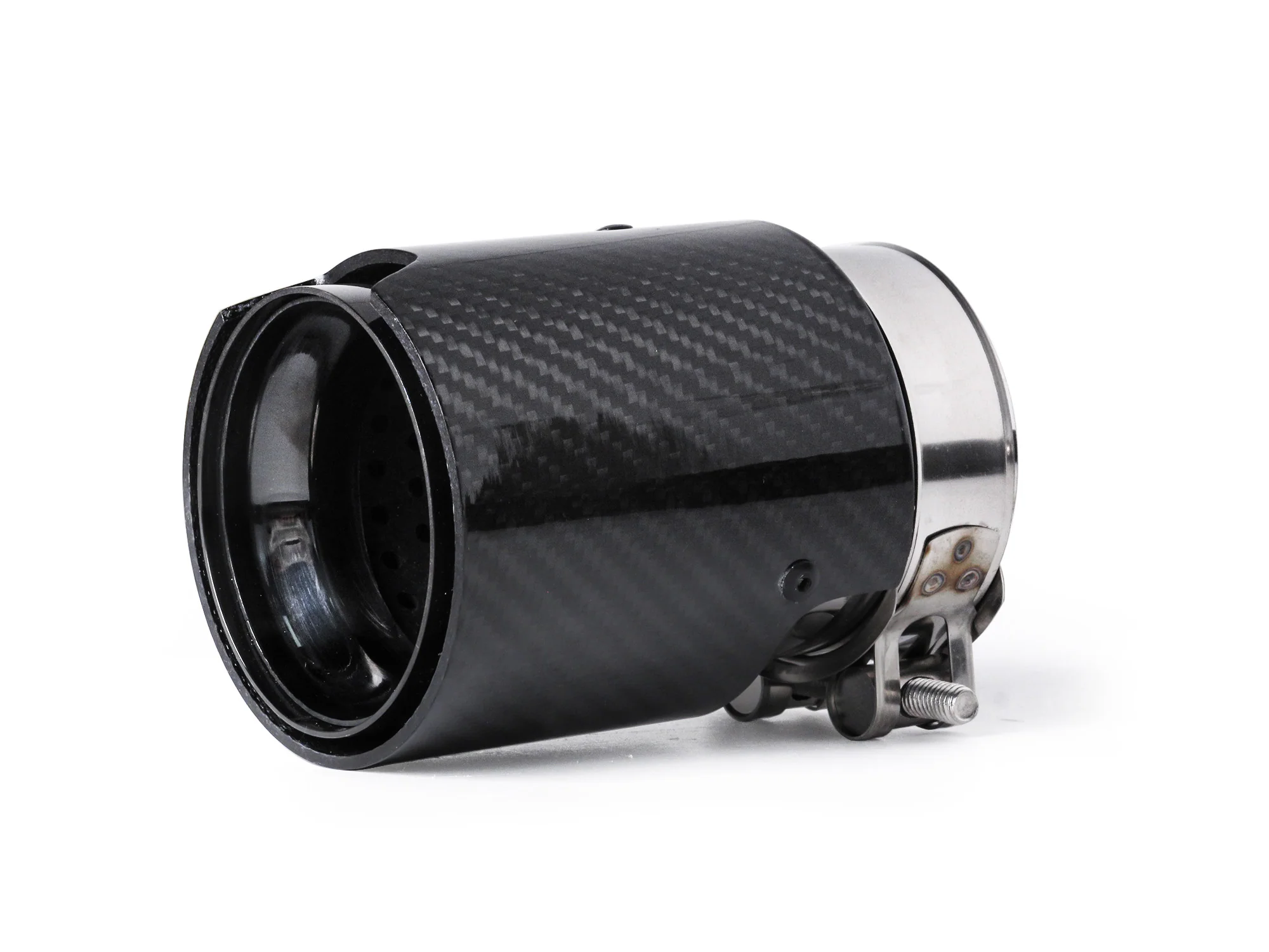 Inlet 3" to Outlet 3.86"Glossy Black Carbon Fiber Exhaust Tip Black 4pcs - Image 7