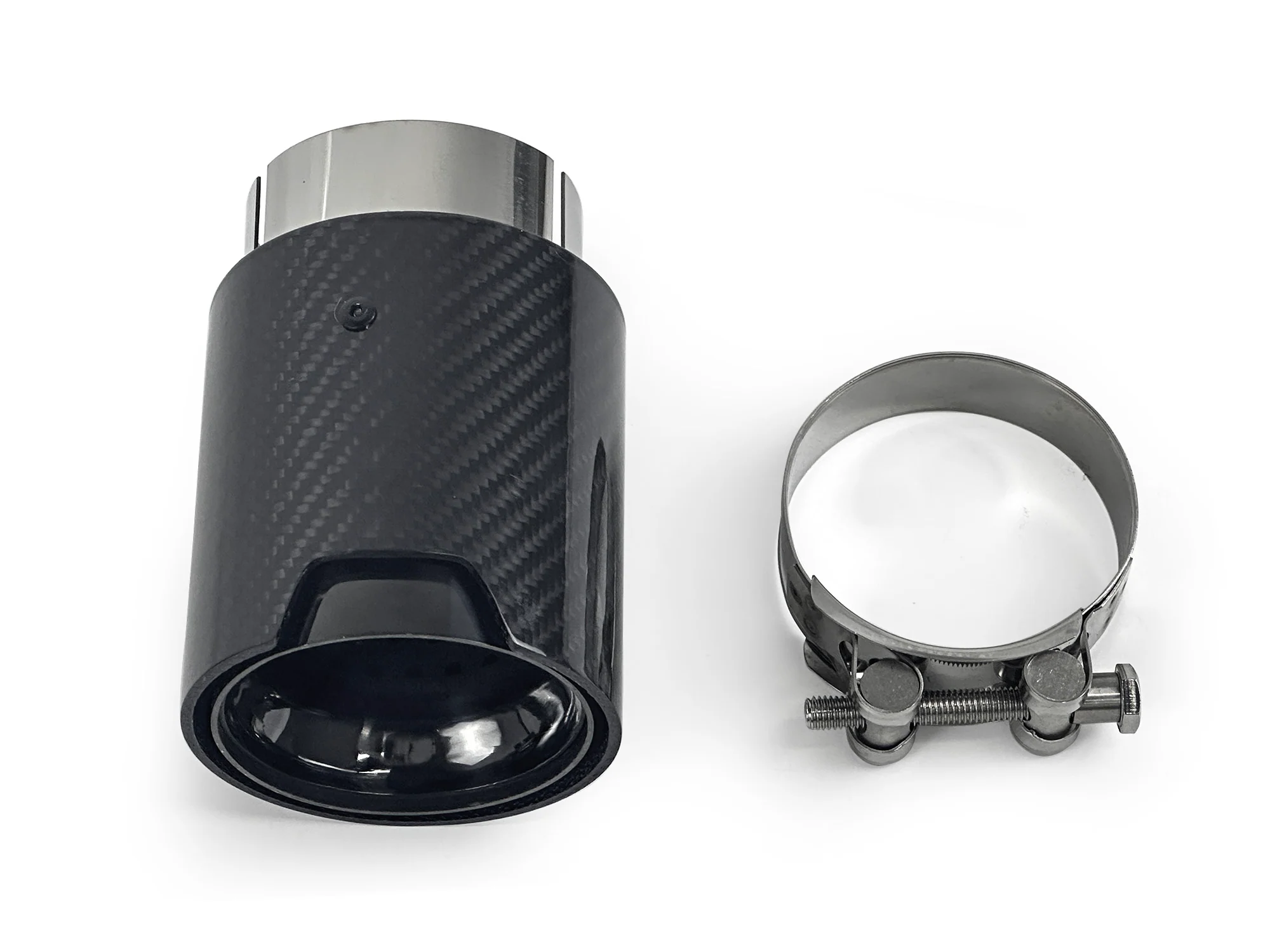 Inlet 3" to Outlet 3.86"Glossy Black Carbon Fiber Exhaust Tip Black 4pcs - Image 8
