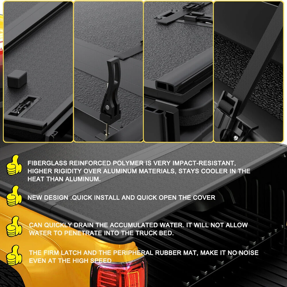 5.5FT FRP Hard Bed Tonneau Cover 3-Fold For 2022-2026 Toyota Tundra Truck - Image 3