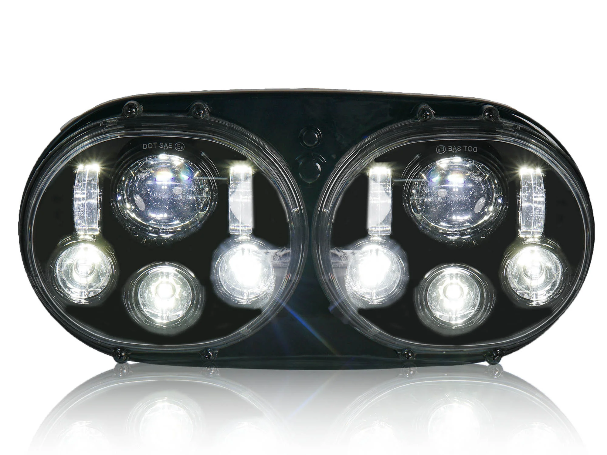 5.75" Dual LED Headlight Projector Fits For Harley Touring Road Glide 1998-2013 - Image 5