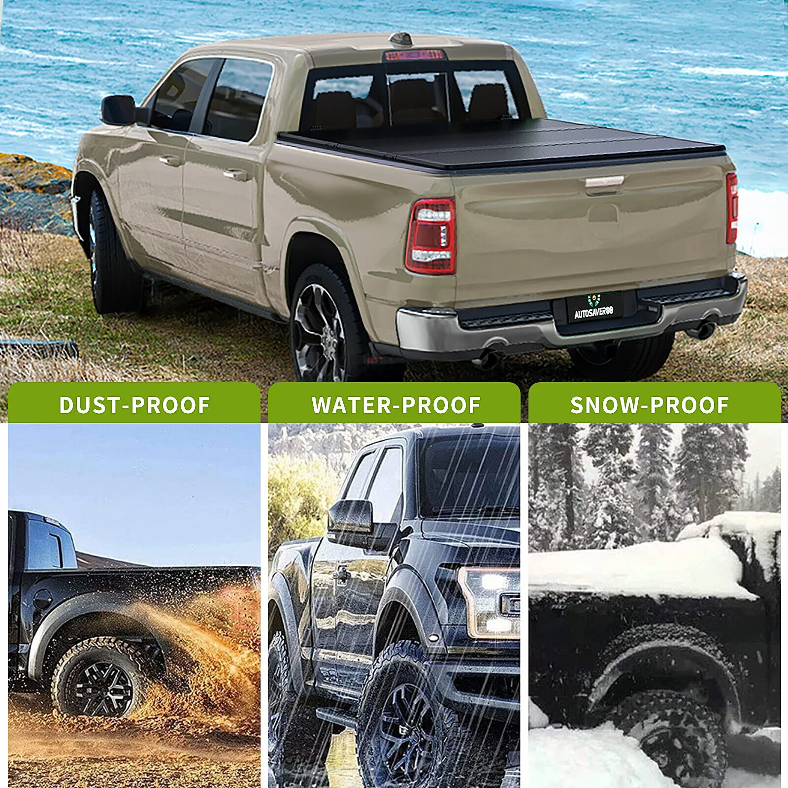5FT FRP Hard Tri-Fold Tonneau Cover Truck Bed For 2024-2026 Toyota Tacoma Waterproof - Image 3