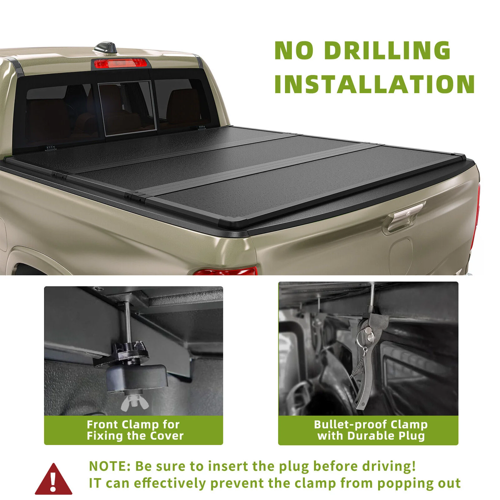 5FT FRP Hard Tri-Fold Tonneau Cover Truck Bed For 2024-2026 Toyota Tacoma Waterproof - Image 6
