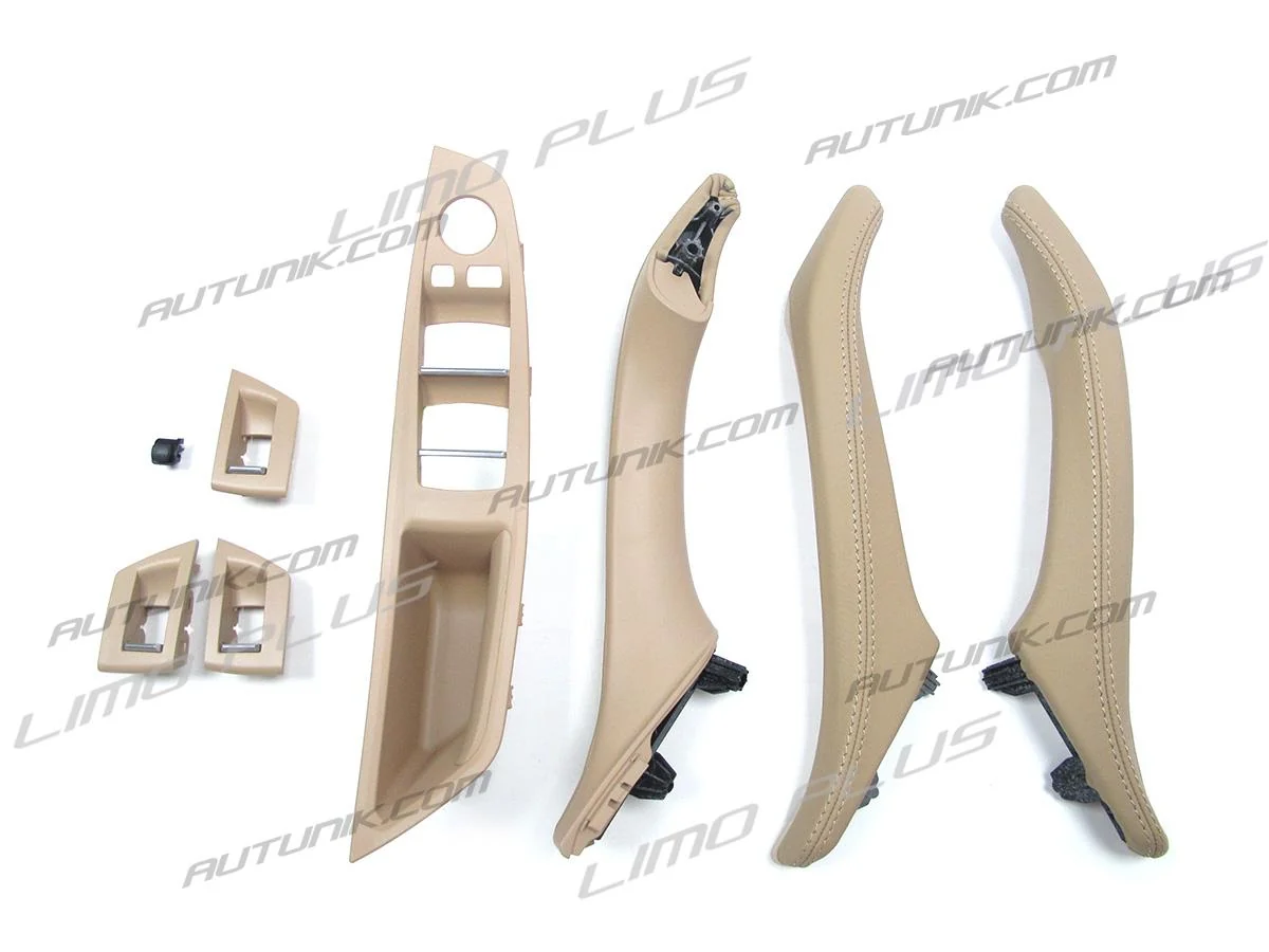 7pcs Beige Leather Door Handle Trim for BMW 5 Series F10 F11 2010–2016 Interior Set - Image 6