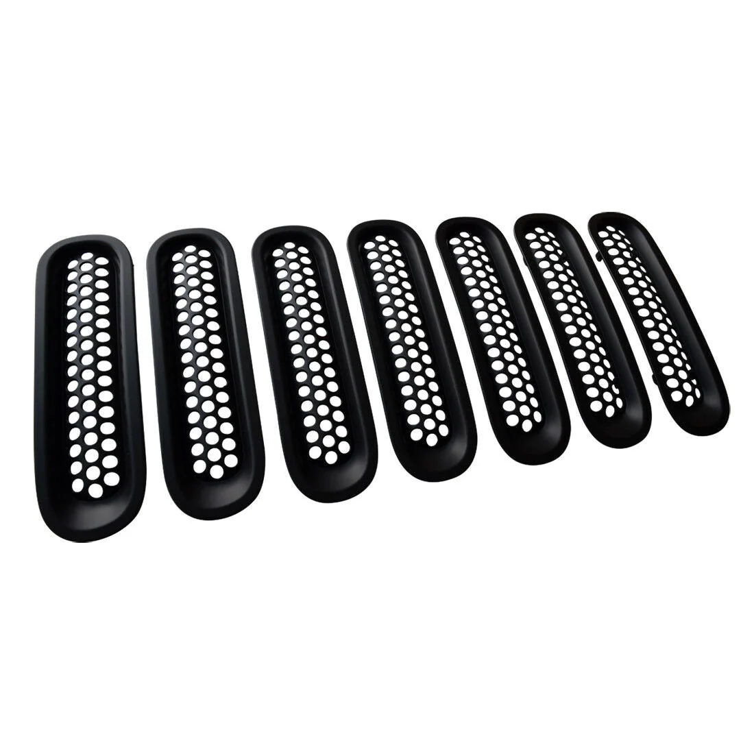 7PCS Front Bumper Mesh Grille Inserts Guards for Jeep Wrangler JK JKU 2007-2018 - Matte Black - Image 3