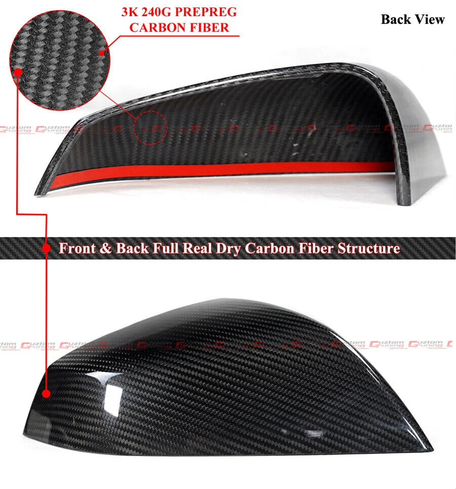 Add-On Real Carbon Fiber Mirror Cover Caps fit for 2021-2023 Tesla Models S - Image 2