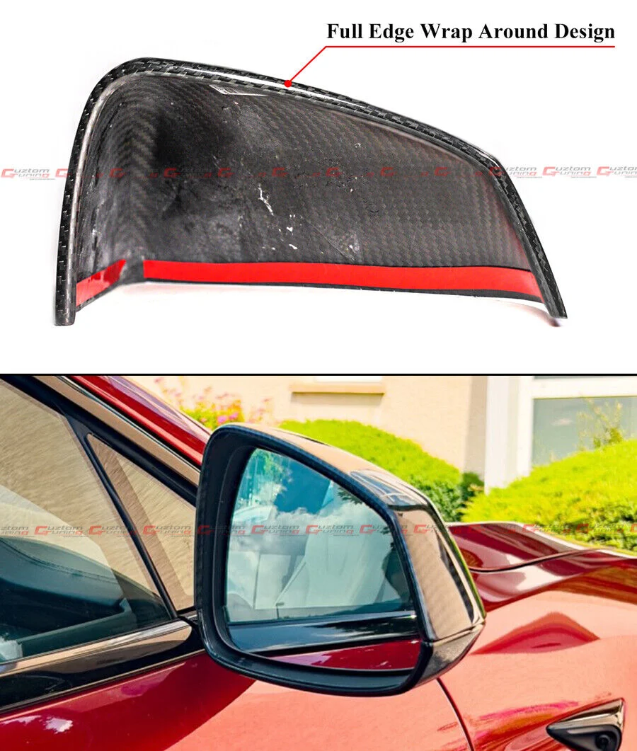 Add-On Real Carbon Fiber Mirror Cover Caps fit for 2021-2023 Tesla Models S - Image 4