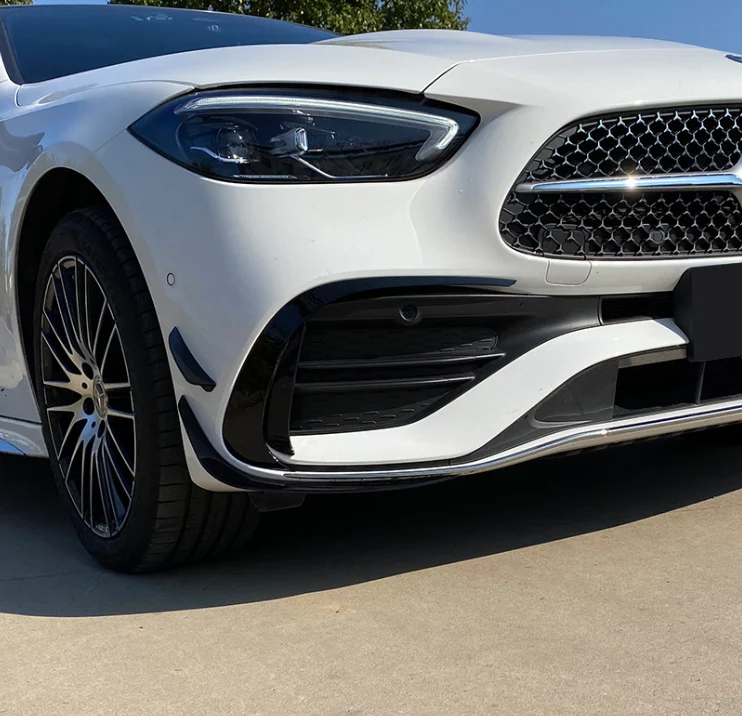 Gloss Black Front Splitter Side Flaps For Mercedes W206 Sedan C200 C300 C43 AMG 2022-2024 - Image 10