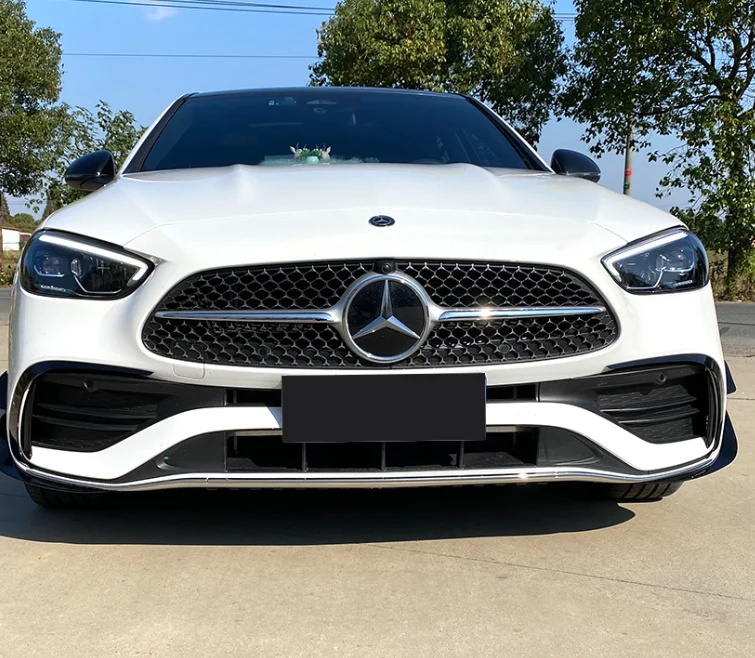 Gloss Black Front Splitter Side Flaps For Mercedes W206 Sedan C200 C300 C43 AMG 2022-2024 - Image 2