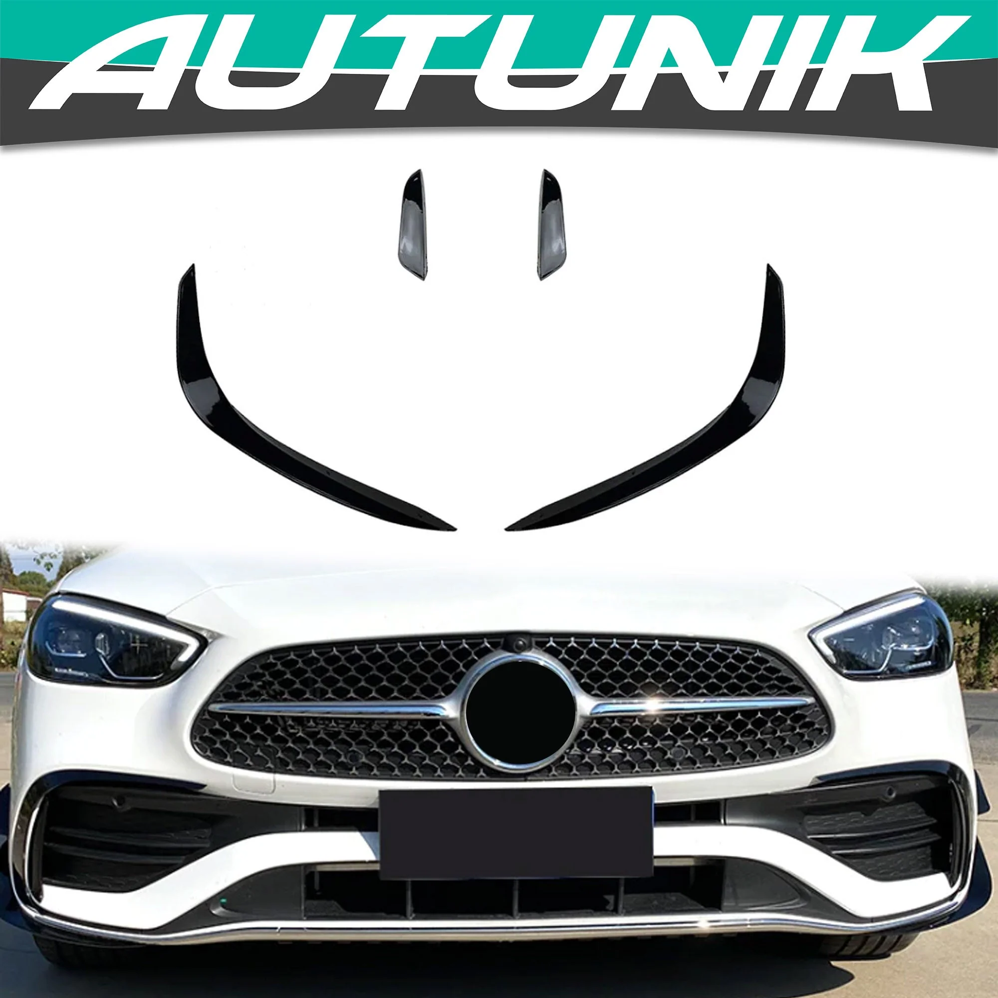 Gloss Black Front Splitter Side Flaps For Mercedes W206 Sedan C200 C300 C43 AMG 2022-2024 - Image 8