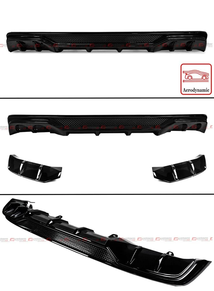 All Black Rear Bumper Diffuser w/ Corner Extensions for Honda Accord 2023-2026 - Image 2