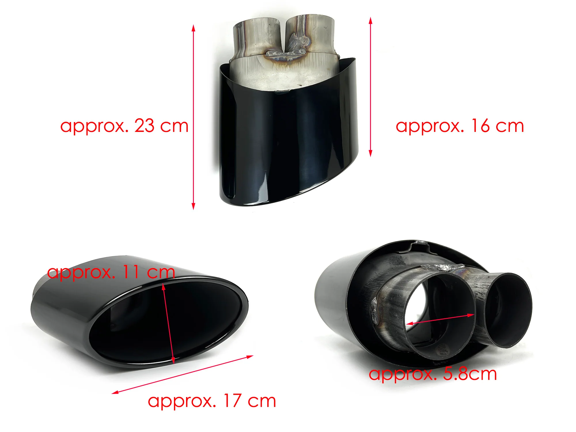 L+R Custom Oval Exhaust Tips Weld-On Fits Audi A3 A4 A5 B9 B9.5 Upgrade to RS Look Pair - Image 12