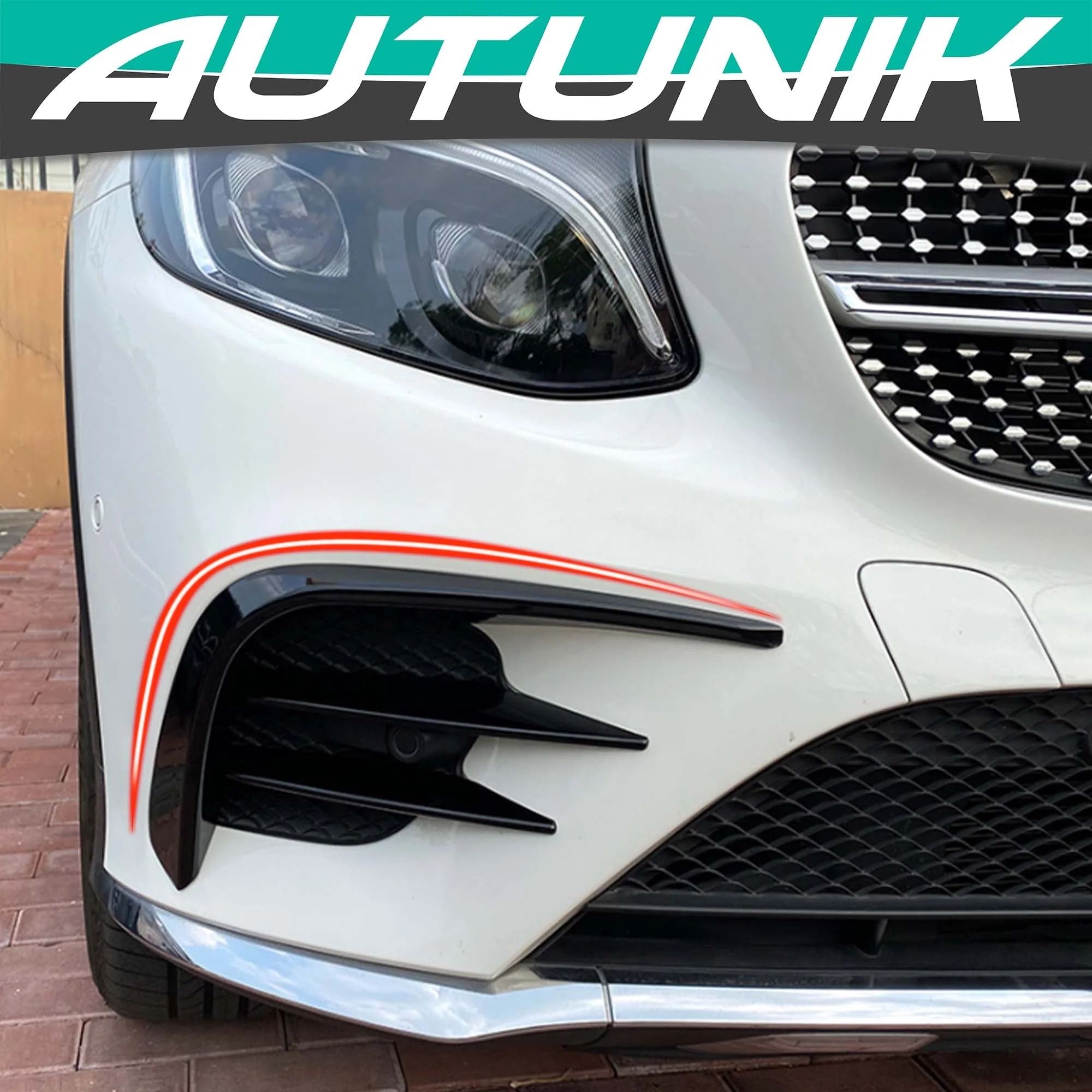 Black Front Canards Splitter Air Vent Trim for Mercedes GLC X253 C253 AMG 2016-2018 2019 pz109 - Image 11