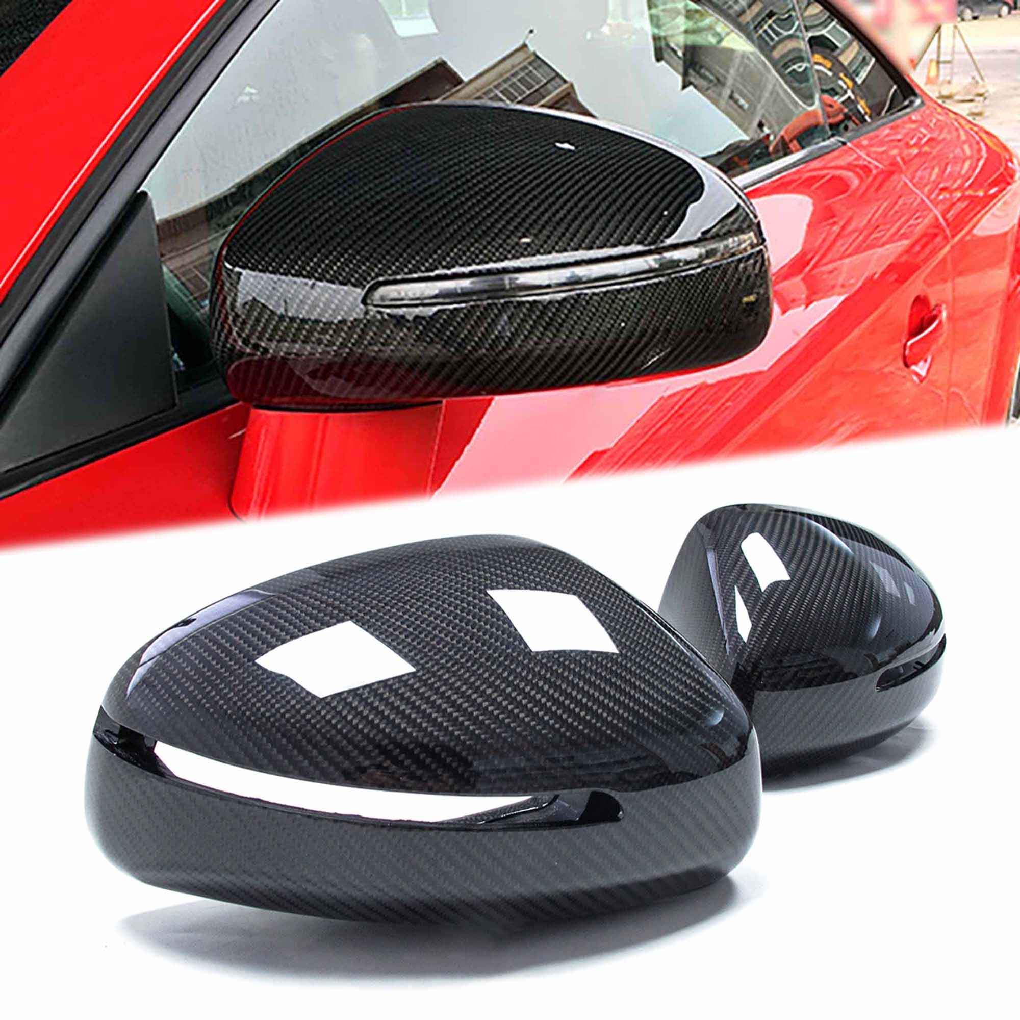 Replacement For AUDI TT MK2 8J TTS TTRS 8R Real Carbon Fiber Side Mirror Cover Caps - Image 2